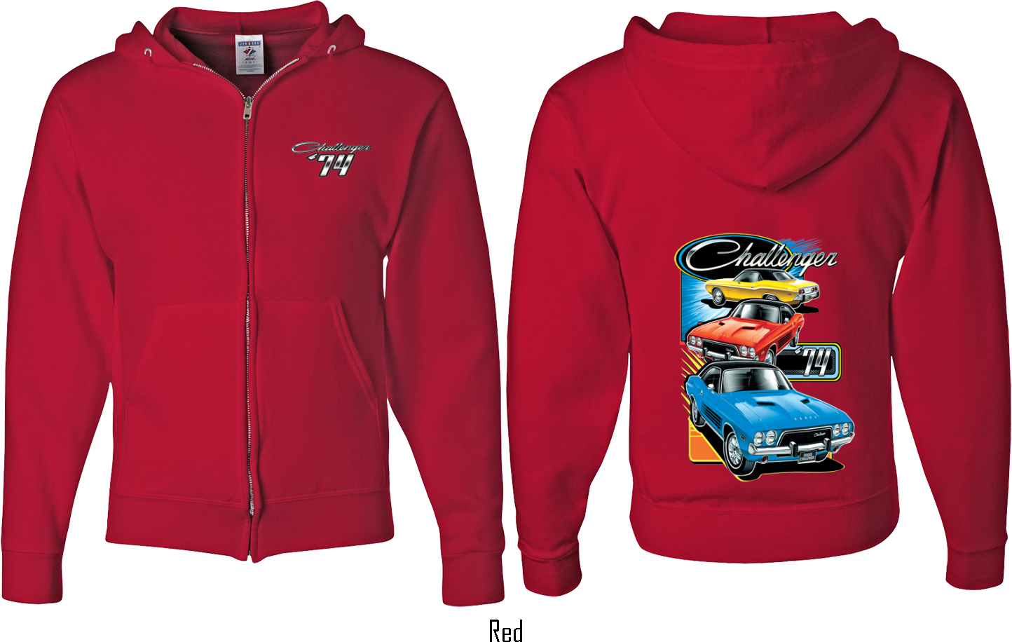 Dodge Challenger Trio (Front & Back) Full Zip Hoodie Dodge Challenger