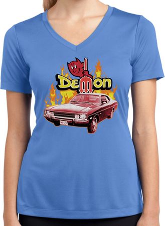 Dodge Demon Ladies Dry Wicking V-neck