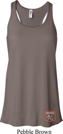 Dodge Garage Bottom Print Ladies Flowy Racerback Tanktop