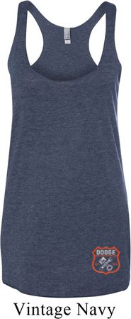 Dodge Garage Bottom Print Ladies Tri Blend Racerback Tank Top
