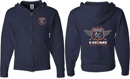 Dodge Garage Hemi (Front & Back) Full Zip Hoodie