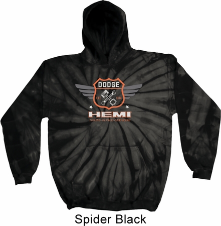 Dodge Garage Hemi Spider Black Tie Dye Hoody