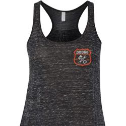Dodge Garage Pocket Print Ladies Flowy Racerback Tanktop