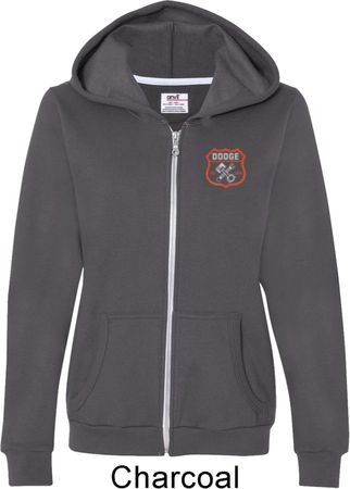 Dodge Garage Pocket Print Ladies Full Zip Hoodie