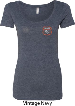 Dodge Garage Pocket Print Ladies Scoop Neck Shirt