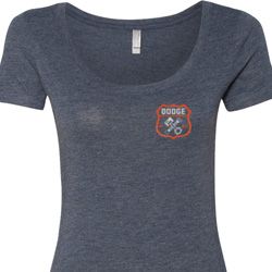 Dodge Garage Pocket Print Ladies Scoop Neck Shirt