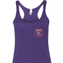 Dodge Garage Pocket Print Ladies Tri Blend Racerback Tank Top