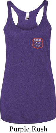 Dodge Garage Pocket Print Ladies Tri Blend Racerback Tank Top