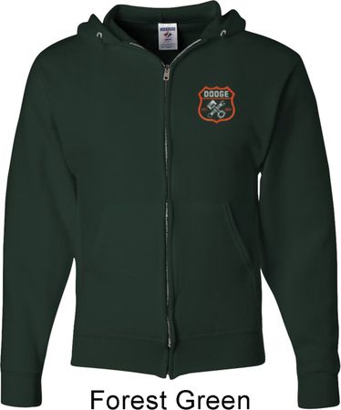 Dodge Garage Pocket Print Mens Full Zip Hoodie