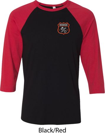 Dodge Garage Pocket Print Mens Raglan Shirt