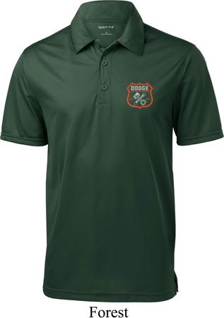 Dodge Garage Pocket Print Mens Textured Polo Shirt