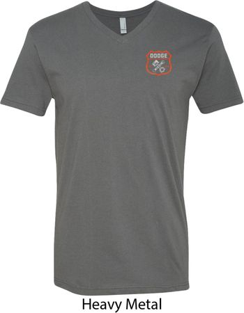 Dodge Garage Pocket Print Mens V-Neck Shirt