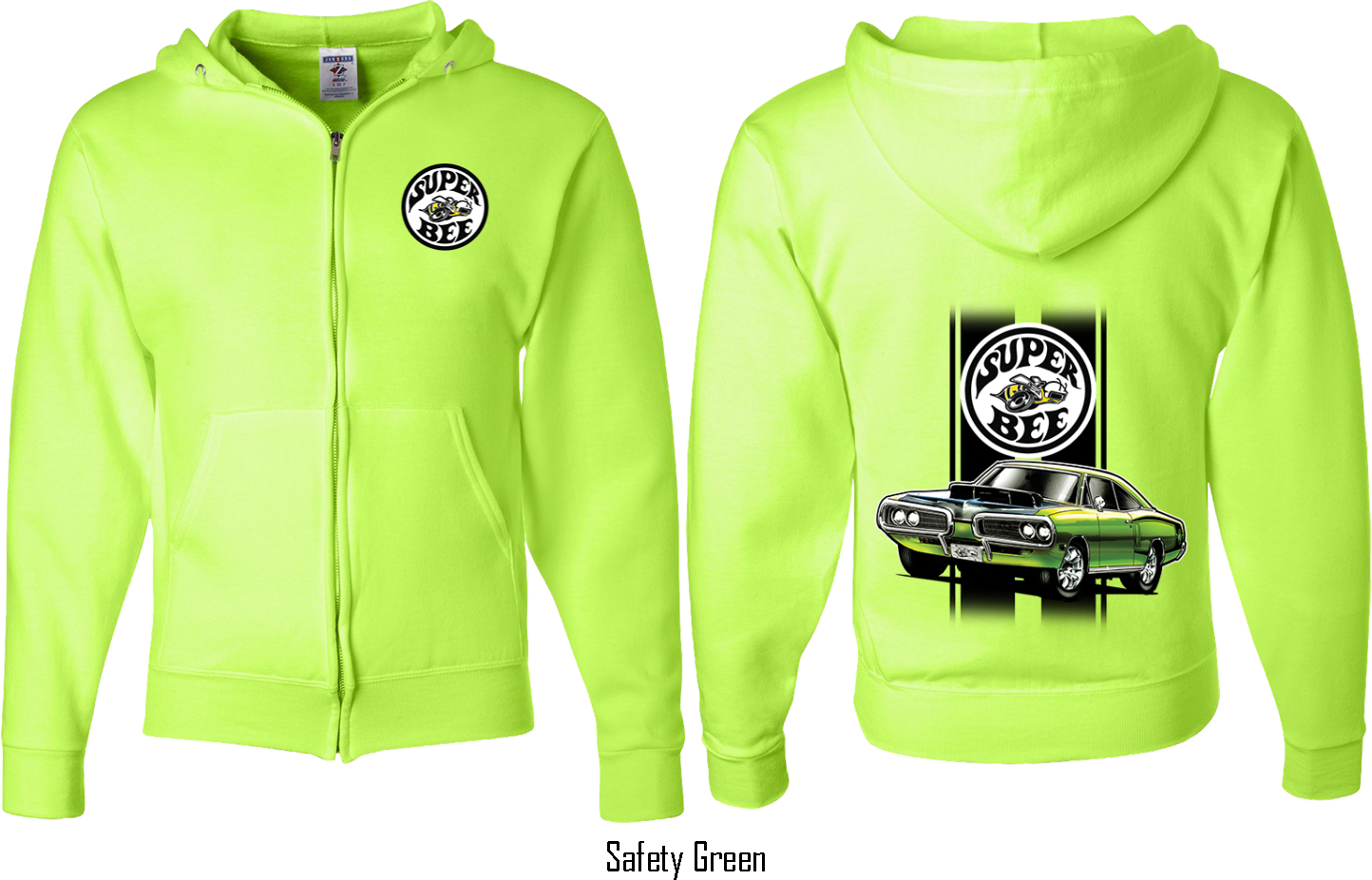 edisfd/ルアー類数日以内に発送中　様 Dodge Green Super Bee (Front & Back) Full Zip Hoodie