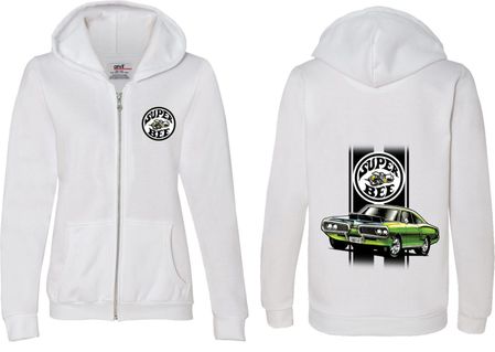 Dodge Green Super Bee (Front & Back) Ladies Full Zip Hoodie