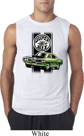 Dodge Green Super Bee Mens White Sleeveless T-Shirt