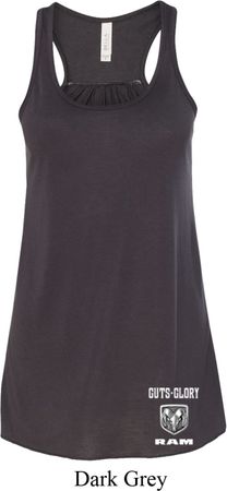 Dodge Guts and Glory Ram Bottom Print Ladies Flowy Racerback Tanktop