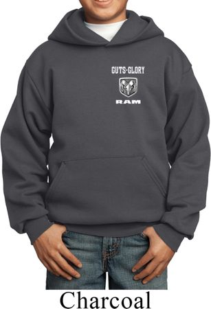 Dodge Guts and Glory Ram Logo Pocket Print Kids Hoody