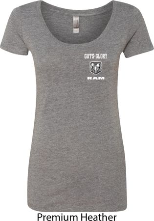 Dodge Guts and Glory Ram Logo Pocket Print Ladies Scoop Neck Shirt