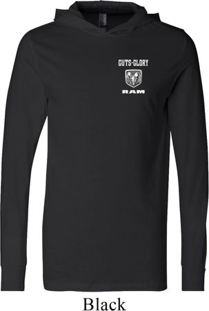 Dodge Guts and Glory Ram Logo Pocket Print Lightweight Hoodie Tee