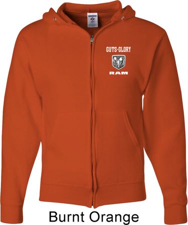 Dodge Guts and Glory Ram Logo Pocket Print Mens Full Zip Hoodie