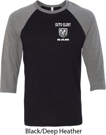 Dodge Guts and Glory Ram Logo Pocket Print Mens Raglan Shirt