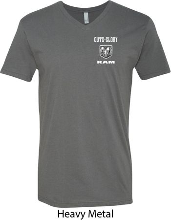 Dodge Guts and Glory Ram Logo Pocket Print Mens V-Neck Shirt