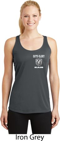 Dodge Guts and Glory Ram Pocket Print Ladies Dry Wicking Racerback