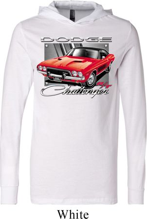 Dodge Shirt Red Challenger White Lightweight Hoodie Tee