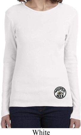 Dodge Super Bee Circle Logo Bottom Print Ladies Long Sleeve Shirt