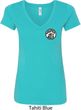 Dodge Super Bee Circle Logo Pocket Print Ladies V-Neck Shirt