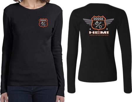 Dodge Tee Garage Hemi (Front & Back) Ladies Long Sleeve