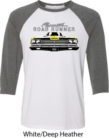 Dodge Yellow Plymouth Roadrunner Mens Raglan Shirt