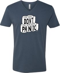 Don't Panic Toilet Paper Adult V-Neck T-Shirt