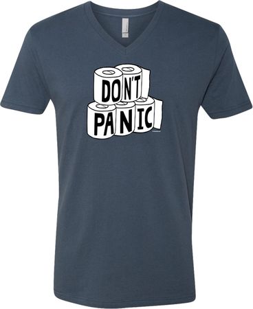 Don't Panic Toilet Paper Adult V-Neck T-Shirt