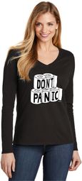 Don't Panic Toilet Paper Ladies Long Sleeve V-Neck T-Shirt