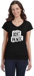 Don't Panic Toilet Paper Ladies Social Distancing Fit V-Neck T-Shirt