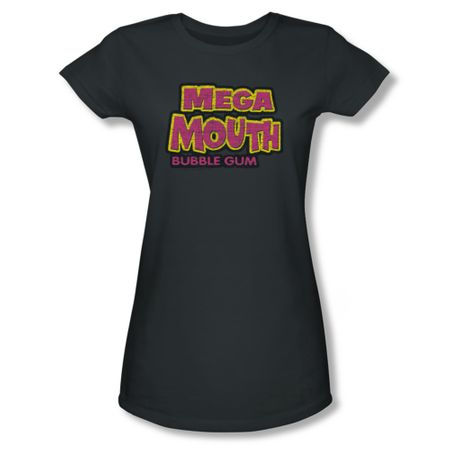 Double Bubble Shirt Juniors Mega Mouth Charcoal T-Shirt