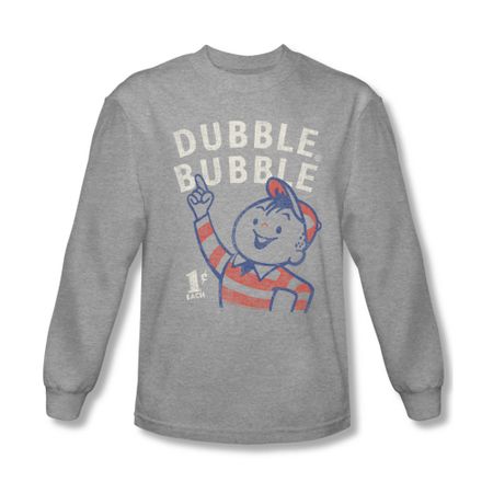 Double Bubble Shirt Pointing Long Sleeve Athletic Heather Tee T-Shirt