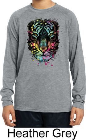 Dripping Neon Tiger Kids Dry Wicking Long Sleeve Shirt