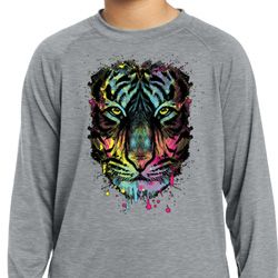 Dripping Neon Tiger Kids Dry Wicking Long Sleeve Shirt