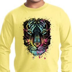 Dripping Neon Tiger Kids Long Sleeve Shirt