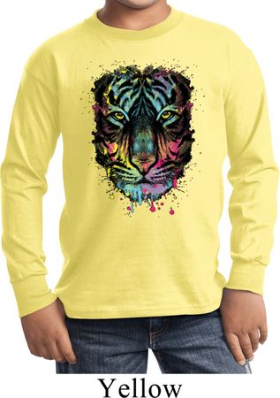 Dripping Neon Tiger Kids Long Sleeve Shirt