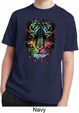 Dripping Neon Tiger Kids Moisture Wicking Shirt