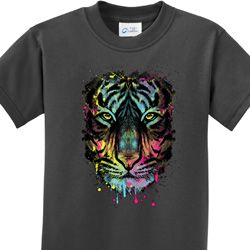Dripping Neon Tiger Kids Shirts