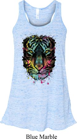 Dripping Neon Tiger Ladies Flowy Racerback Tanktop