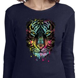 Dripping Neon Tiger Ladies Long Sleeve Shirt Dripping Neon Tiger Ladies Long Sleeve Shirt