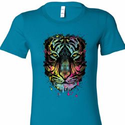 Dripping Neon Tiger Ladies Longer Length Shirt Dripping Neon Tiger Ladies Longer Length Shirt