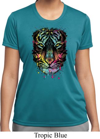 Dripping Neon Tiger Ladies Moisture Wicking Shirt