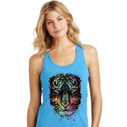 Dripping Neon Tiger Ladies Racerback Tank Top Dripping Neon Tiger Ladies Racerback Tank Top