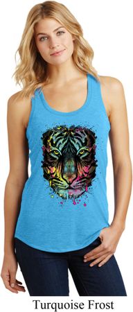 Dripping Neon Tiger Ladies Racerback Tank Top